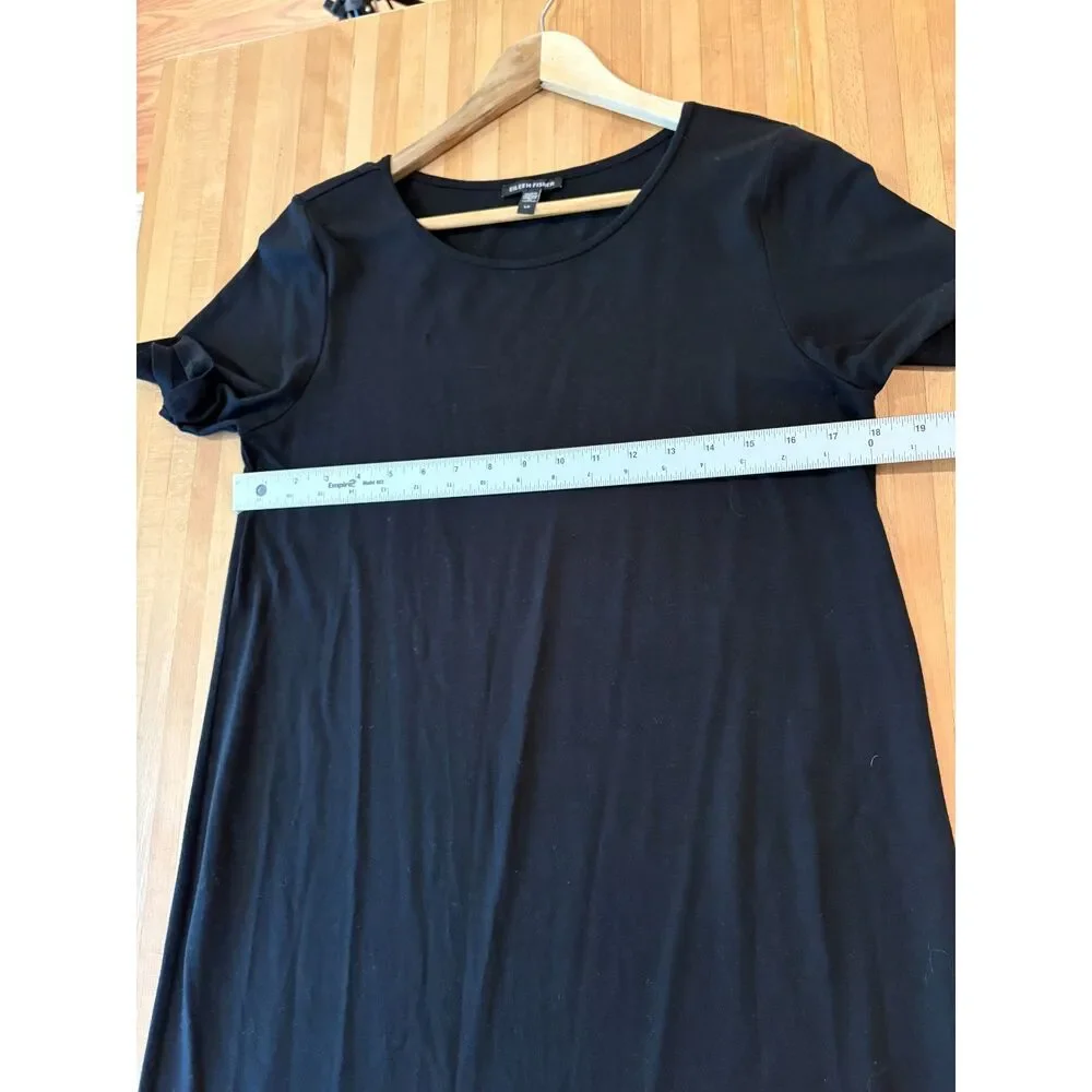 Eileen Fisher Stretch Jersey T-Shirt Dress Black Women Small Minimalist Capsule